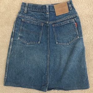 Vintage denim mini A-line skirt